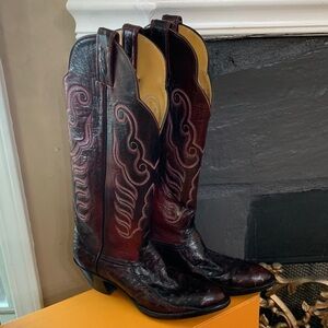 👢 Biltrite Unisex Western Leather Boots - Burgundy